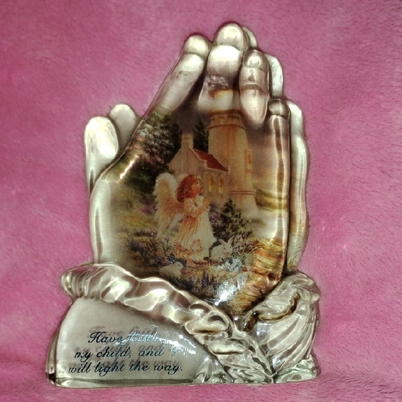 Serene Angelic Praying Hands Sculpture - Picture 1 of 4